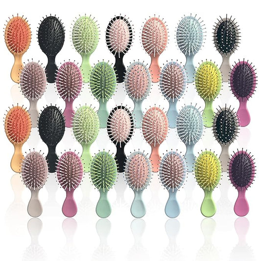 56 Pieces Mini Wet Hair Brush Bulk Small Pocket Hair Brush Set Travel Detangler Hair Brush Mini Soft Bristles Detangling Brush for Most Hair Type Wet Dry Hair, Multicolor