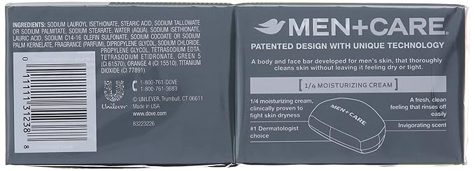 Dove Men+care Extra Fresh Body + Face Soap Bars, 3.17 (Pack of 6)