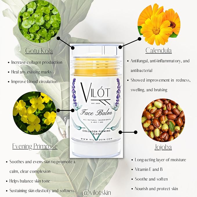Vilót Skin Face Balm for Skin Barrier Repair, Dewy Collagen Moisturizer, Fine lines & balanced skin tone - 2.4 oz