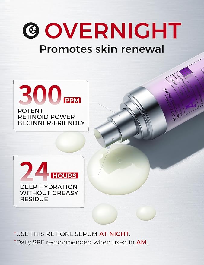 Retinol Serum for Face with 300PPM Retinol, Peptides – Firming, Anti Aging & Wrinkle Peptides Serum for Face - Korean Skincare for Smoothing & Hydrating, Ideal for Beginners|1.01 fl.oz