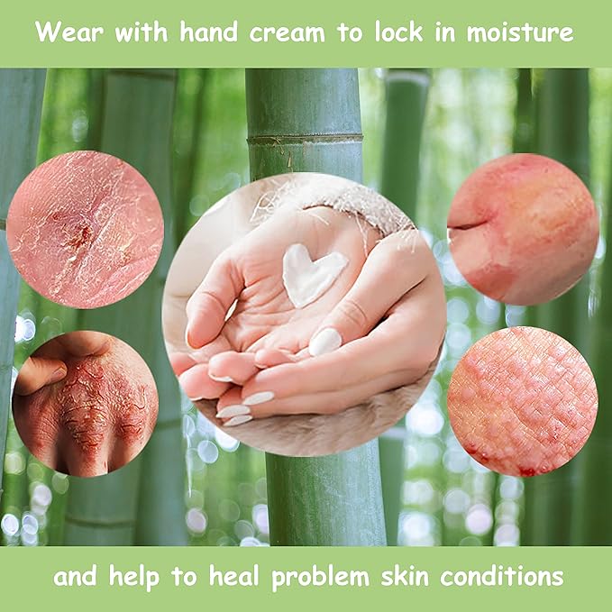 Bamboo Gloves for Eczema, Kids Age 6-8, Dry Hands, Moisturizing Gloves for Children Overnight, 3 Pairs