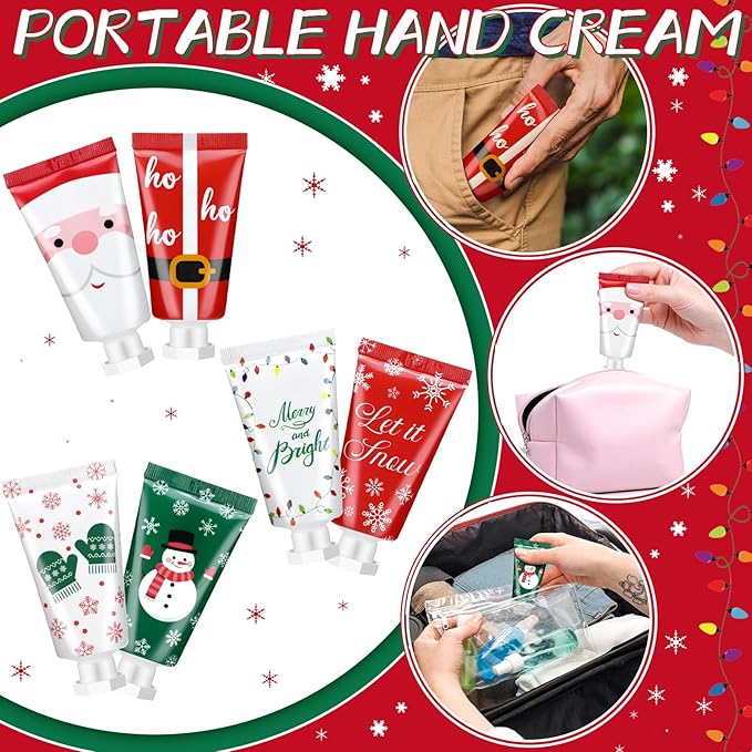 12 Pieces Christmas Hand Cream Gift Set Mini Travel Size Lotion Bulk Beauty Advent Calendar 2025 Holiday Stocking Stuffers for Women Mom Cowrkers Dry Cracked Hands, 30 ml, 6 Natural Plant Fragrances
