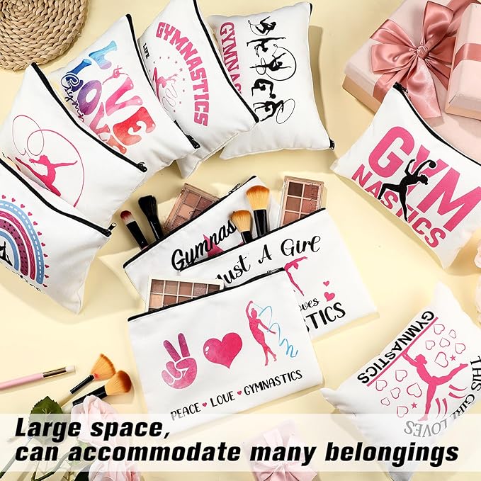 Kacctyen 30 Pcs Gymnastics Makeup Bag Inspirational Gymnastics Lover Gifts for Women Gymnast Cosmetic Bag Gymnast Stuff for Women Girls Coach Friend Coworker Birthday Party Favors