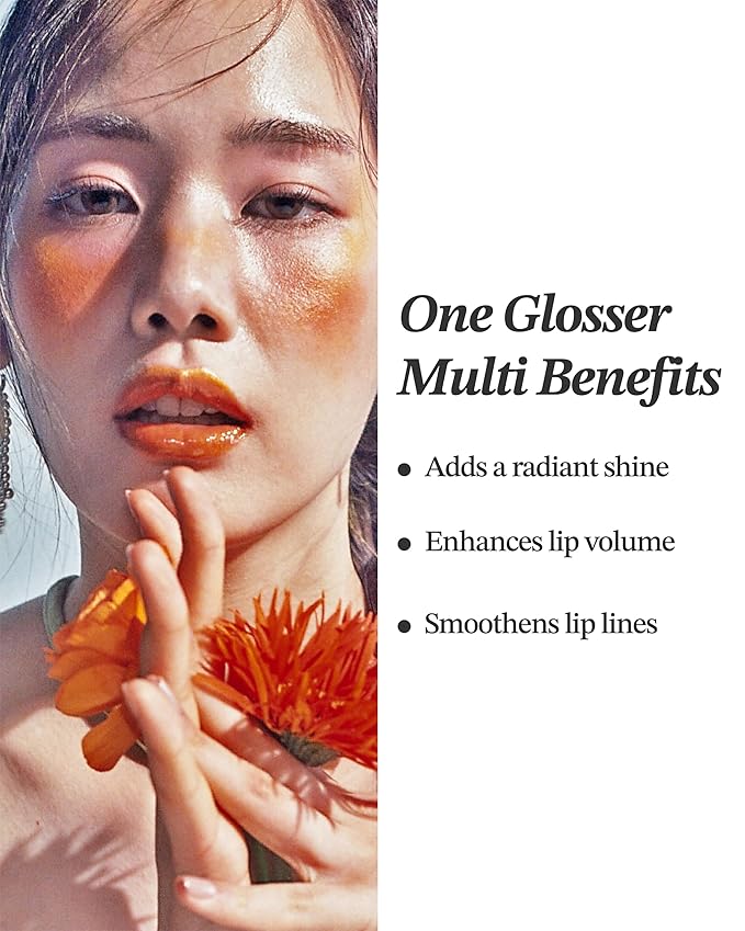 Glint Tint Glosser (Clementine, 0.09oz) - Hydartions, Moisturizing Plumping Lip Gloss with Radiant Shine, Long Lasting, Korean Skin Care. Provence Rose & Calendula Extract.