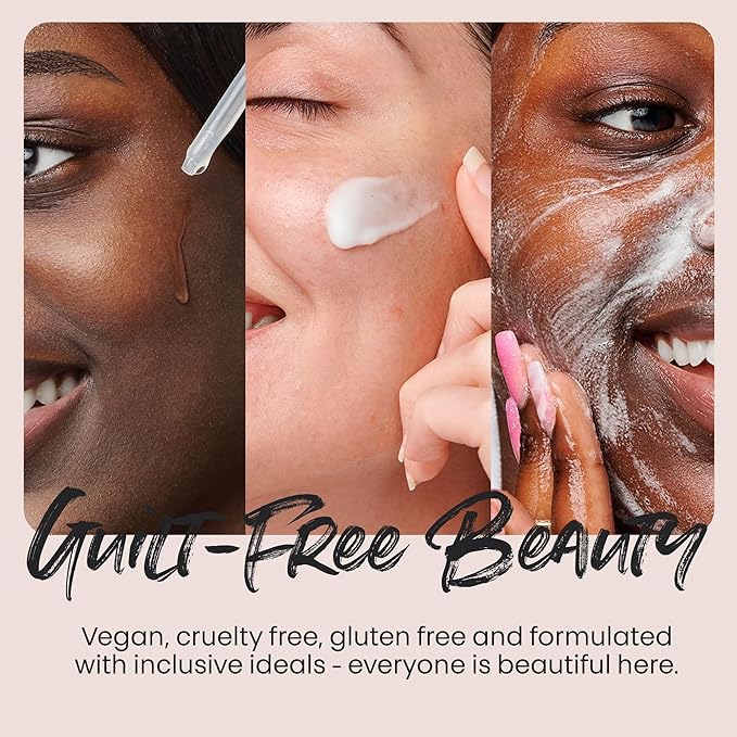 The Lip Bar Gentle Skincare Kit, with Hyaluronic Acid and Mushroom Extracts, to Nourish and Hydrate, Effective for all Skin Types, 4 Piece Set