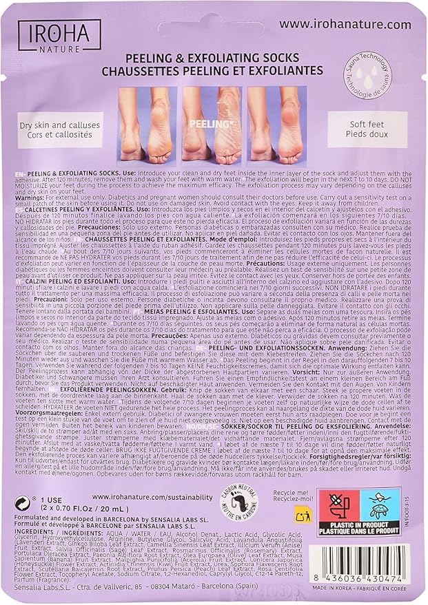 Exfoliating Foot Peel Mask with Lavender - 2 Pairs (2 Uses) - Intensive Treatment for Dry Skin & Calluses, Glycolic & Lactic Acid, Removes Dead Skin, Cracked Heel Repair, Vegan & Natural …