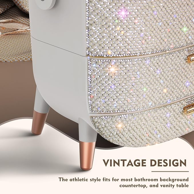 Teen Girls Gift Makeup Organizer,Skincare Organizer Jewelry Storage,Cosmetics Storage and Display Case,Make Up Holders and Organizers for Countertop,Bathroom Organizer (Pearl White)