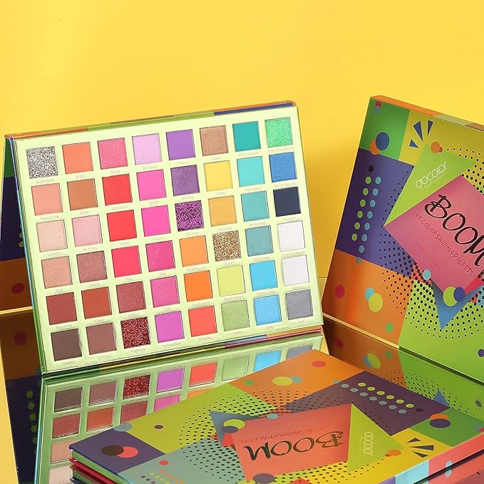 Docolor 17Pcs Colorful Makeup Brushes Set + 48Colors BOOM Eeyshadow Palette Ultra Pigmented Matte Shimmer Metallic Natural Blendable Cream Powder Long Lasting Waterproof Make Up Eye Shadow Palettes