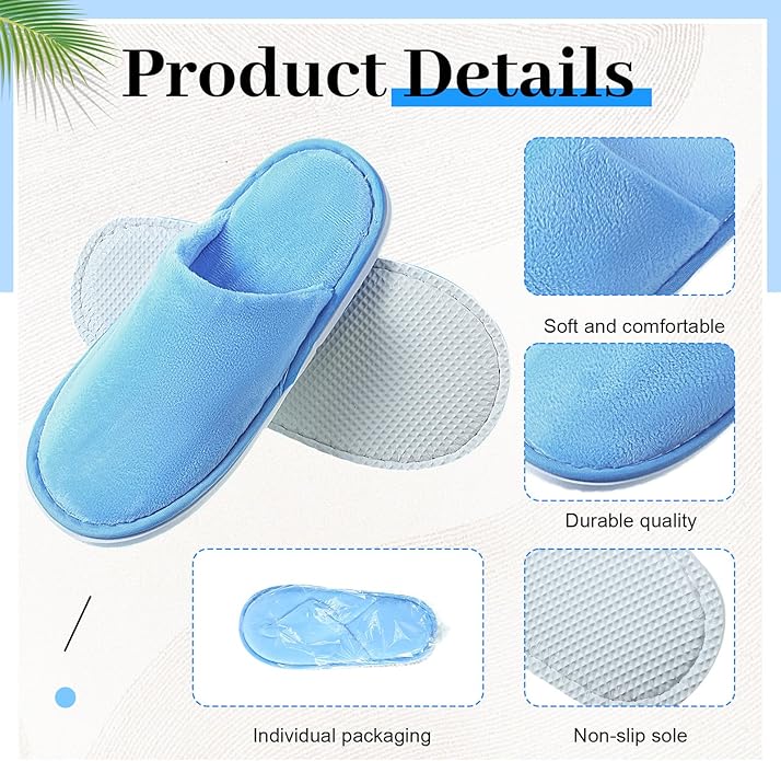 12 Pairs Kids Disposable Slippers for Guests Closed Toe Non Slip Spa Slippers Bulk Soft House Slippers Winter Warm Flip Flops for Boys Girls Travel Hotel Party Indoor Outdoor