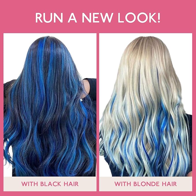 WENNALIFE Tape in Hair Extensions Human Hair Blue Tape in Extensions, 10pcs 25g 18 inch Remy Invisible Tape Ins Straight Colored Soft Real Human Hair Tape in Extensions Refill Set Extensions