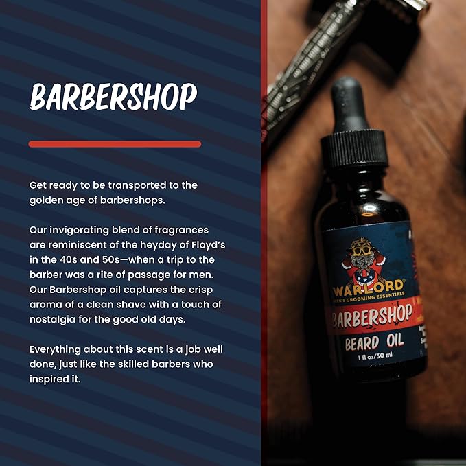WARLORD Beard Oil & Beard Softener for Men - Beard Moisturizer & Natural Beard Oil to Reduce Itchy Skin, Tame Hair and Manage Frizz - Barbershop, 1 Fl Oz
