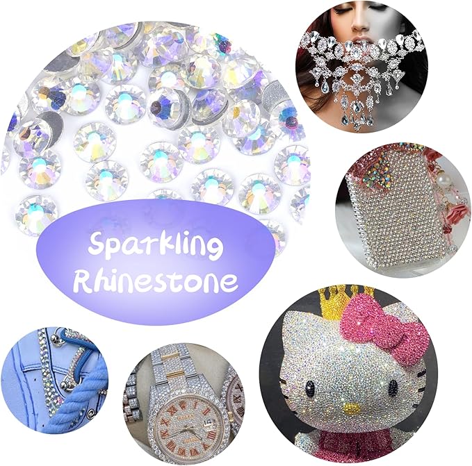 10000PCS Moonlight Rhinestones Bulk, Flat Back Crystal Glass Stone Round Gems,SS10, 2.7-2.9mm