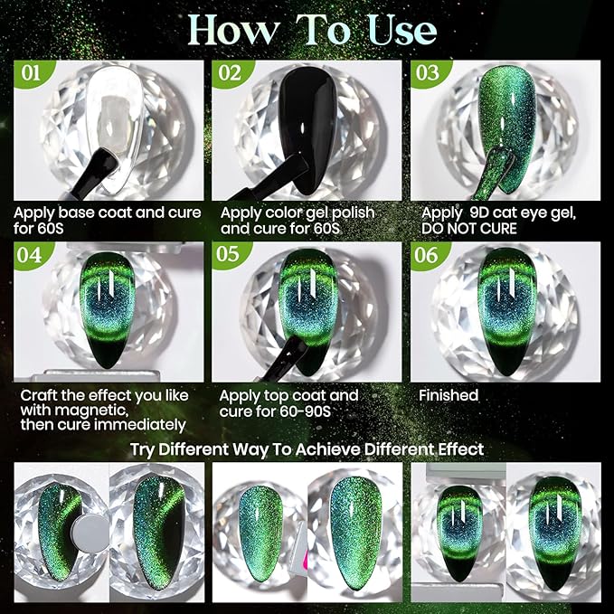 MIZHSE 9D Cat Eye Gel Nail Polish, Magnetic Gel Polish Set 10 ml 6 Colors with 2 Magnets, Chameleon Magic Galaxy Effect Nail Polish, Yellow Brown Fall Colors Soak Off Nail Art Gift for Ladies