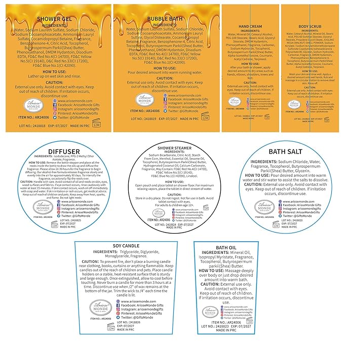 Gift Baskets for Women, Bath and Body Gift Set for her with 13pcs Honey Almond Scented Spa Gifts for Women, Bath Sets Includes Scented Candle, Shower Steamer, Bubble Bath, Bath Salt. Mothers Day Gifts