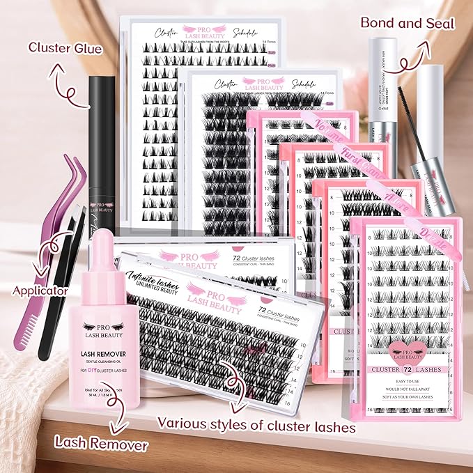 Cluster Eyelashes, 72 Pieces Individual Eyelashes, Eyelash Cluster DIY Eyelash Extensions, Super Thin Band Reusable Soft & Comfortable (Dazzle-D-14 mm)