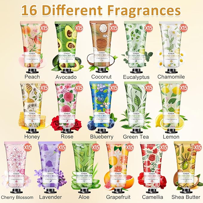 240 Pack Hand Cream Set For Women, Mothers Day Gifts, Nurse Gifts, Bridal Shower Gifts and Teacher Appreciation Gifts, Bulk Moisturizing Hand Lotion Travel Size for Dry Cracked Hands
