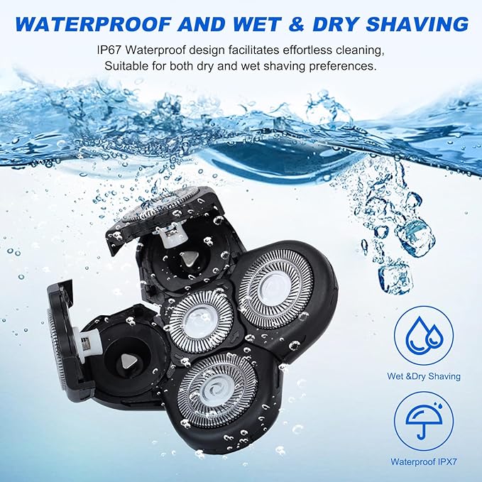 5D Blades Shaver Replacement Heads,Head Electric Razor Shaving Compatible with Fr**b*i*d Replacement Blades Shaver kit for Bald Men with 3 Cleaning Brush, 3 Pack by Plantarecover