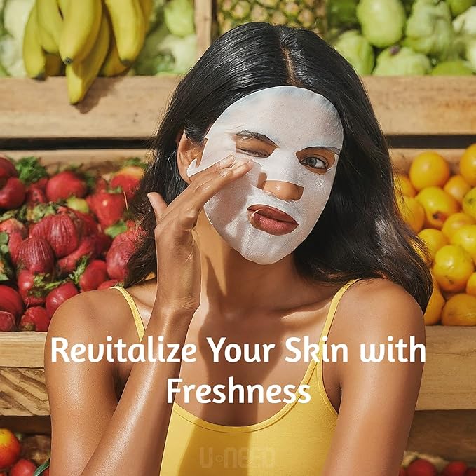 U-NEED 100 pcs Korean Face Sheet Mask (10 Types x 10 pcs) Natural Facial Mask Sheet | Tencel | Skin Care | Made in Korea | Moisturizing & Tightening | Pigment Balancing