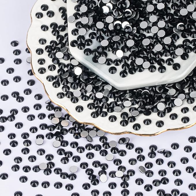 10000PCS Black Rhinestones Bulk, Flat Back Crystal Glass Stone Round Gems,SS16, 3.8-4.0mm