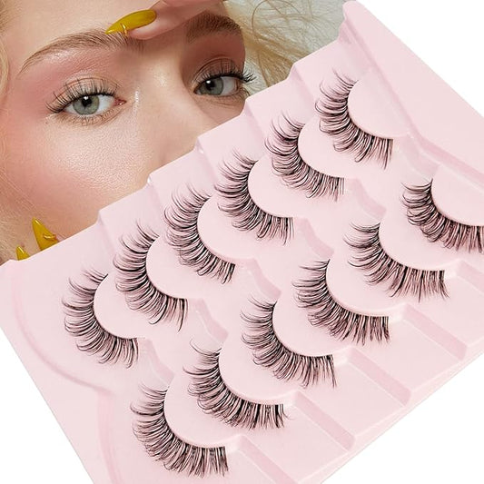 Wispy Lashes D Curl False Eyelashes Natural Look NINGLASH Strips Eyelashes Fake Eyelash Pack 14mm Faux 3D Mink Lashes Strips 6 Pairs