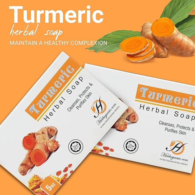 Turmeric Herbal Soap | Pack of 6 of 5oz soap Bar | Natural Bar Soap for Face and Body | Hydrating and Nourishing | Suitable for Men and Women