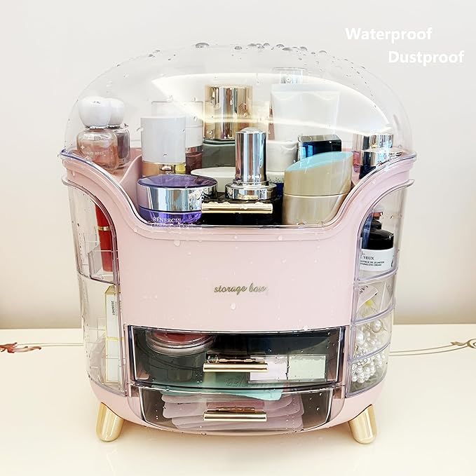 Upgrade Large Makeup Organizer Countertop Vanity Case Skin Care Cosmetic Storage Box Bathroom Counter Perfume Skincare Organizers Make Up Caddy Gift for Women Girls Clear Design Easy Visibility