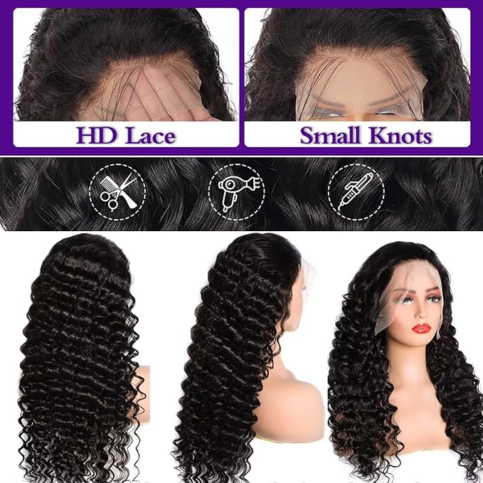 32 Inch Loose Deep Wave Lace Front Wigs Human Hair 13x4 Hd Lace Front Wigs Human Hair Pre Plucked 180% Density Loose Wave Frontal Glueless Wigs With Baby Hair