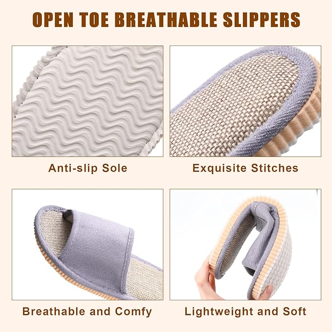 16 Pairs Open Toe Breathable Slippers Bulk Disposable Slippers for Guests Washable House Slipper for Women Men Non Slip Spa Slipper Comfortable Slipper Bulk for Guests Home Bedroom Hotel Travel Unisex