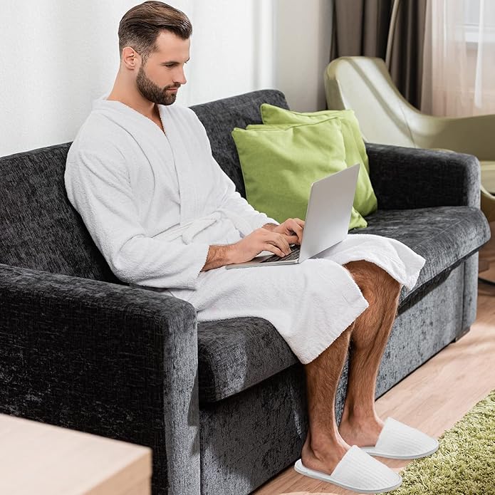 Elcoho 12 Pairs Closed Toe Spa Slippers Reusable Slippers Coral Fleece Washable Disposable Home Slippers for Women Men Guests Hotels House Slippers Housewarming Indoors Bathroom Party Traveling