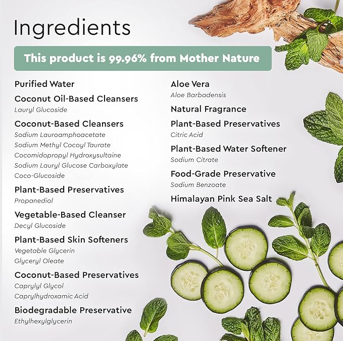 Puracy Foaming Hand Soap - Plant-Powered Natural Hand Soap As Seen on TikTok, Non-Toxic, Sulfate-Free Liquid Soap, Moisturizing Foam Handwash Liquid (Cucumber & Mint, 12 fl oz, 3-Pack)