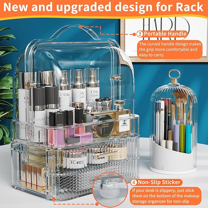 Makeup Organizer, Skincare Holder Bathroom Counter Organizer, Birthday Mothers Day Gifts for Mom Women Teen Girl, Storage Box Cosmetic Display Cases for Vanity, Dresser, Countertop (Clear)