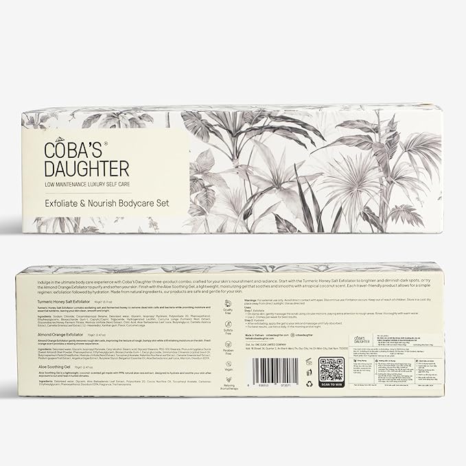 COBA'S DAUGHTER 3-Piece Body Care Gift Set | Mother's Day Gift set| Honey Turmeric Scrubs & Almond Orange Scrubs | Soothing Aloe Vera Gel| Shower Therapy for Women| Travel Size Beauty