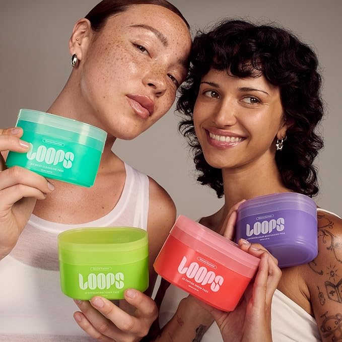 LOOPS Exfoliating Toner Korean Skincare - Refine, Resurface, and Rebalance Skin - Brightening & Anti-Aging Skincare - Pre-Soaked Bamboo Pad - Toner Pads for Face - Mother's Day Gifts for Mom