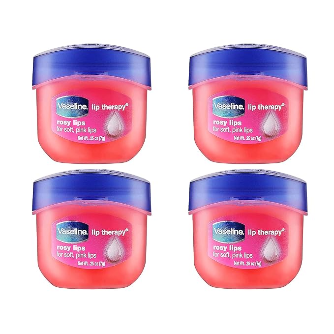 Vaseline Lip Therapy Lip Balm Mini, Rosy Lips | Lip Repair in a Container for Cracked, Dry Lip | Travel Size 0.25 oz (Pack of 4)