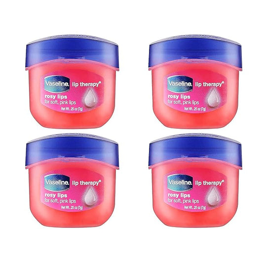 Vaseline Lip Therapy Lip Balm Mini, Rosy Lips | Lip Repair in a Container for Cracked, Dry Lip | Travel Size 0.25 oz (Pack of 4)