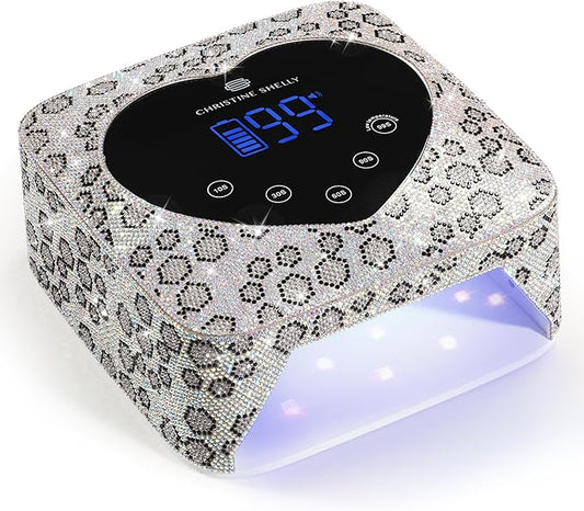 UV LED Nail Lamp 72W Rechargeable Sparkly Wireless Nail Dryer Gel Polish Light with 5 Timer Setting Professional Quick Dry Curing Lamp with Display Auto Sensor for Salon & Home