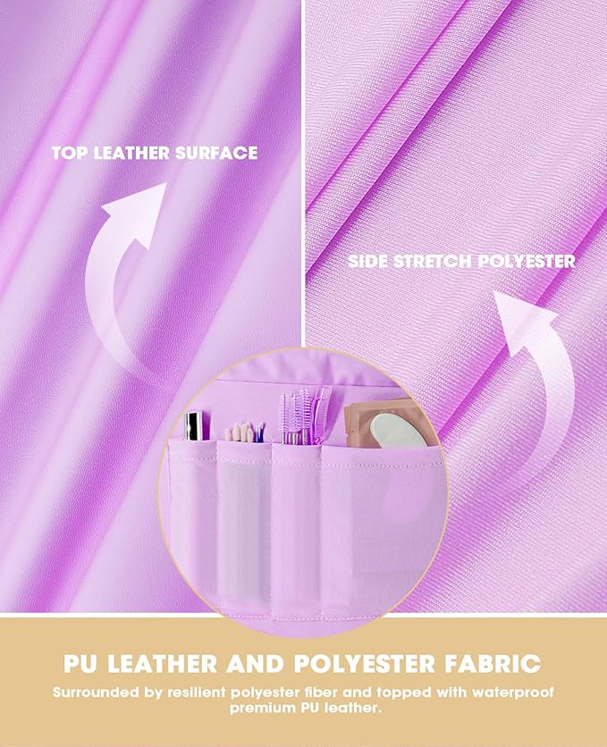 Onism Lash Bed Cover, Wipeable PU Leather Massage Table Cover with Storage Pocket, Waterproof Soft Comfortable Wax Bed Cover for Eyelash Extension, Perfect for Salon Spa Tattoo, Lavender