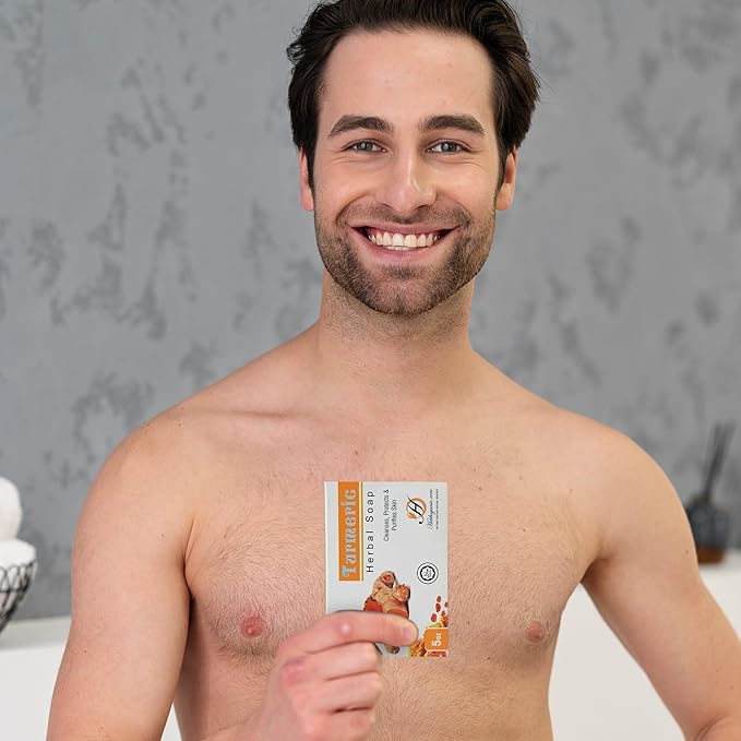 Turmeric Herbal Soap | Pack of 6 of 5oz soap Bar | Natural Bar Soap for Face and Body | Hydrating and Nourishing | Suitable for Men and Women