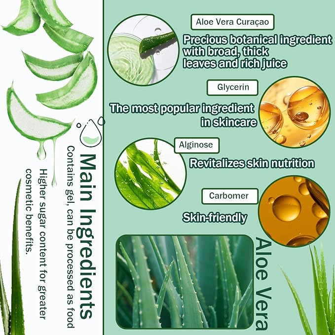 99% Purity Aloe Vera Gel - Hydrating Aloe Vera Gel for Face and Skin,No Sticky Moisturizing Aloe Gel(5 pcs) B