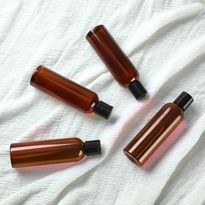 30 Pieces 6.8 oz Amber Empty Plastic Bottles Squeeze Refillable Containers with Flip Cap Empty Travel Squeeze Bottle for Lotions Liquid Body Soap Conditioner Creams