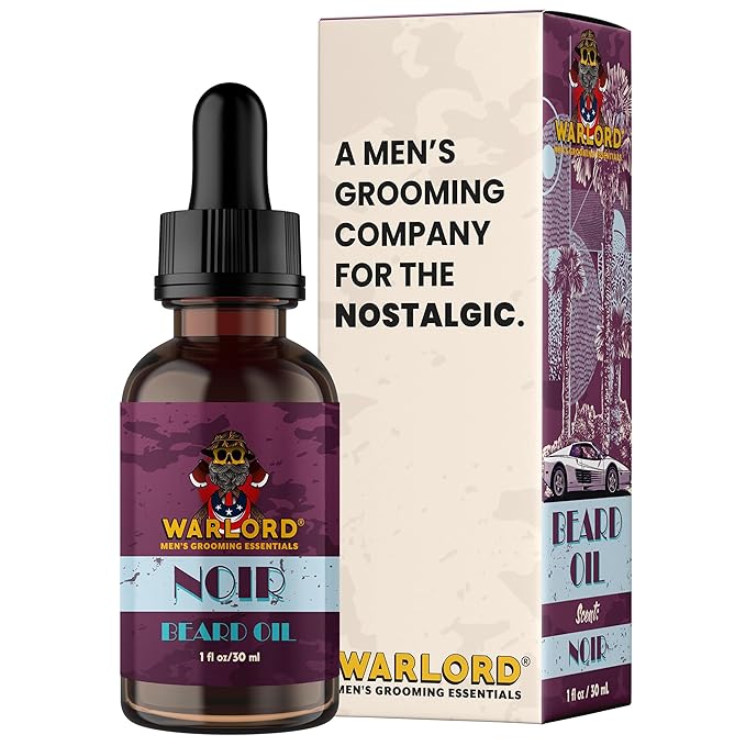WARLORD Beard Oil & Beard Softener for Men - Beard Moisturizer & Natural Beard Oil to Reduce Itchy Skin, Tame Hair and Manage Frizz - Noir, 1 Fl Oz