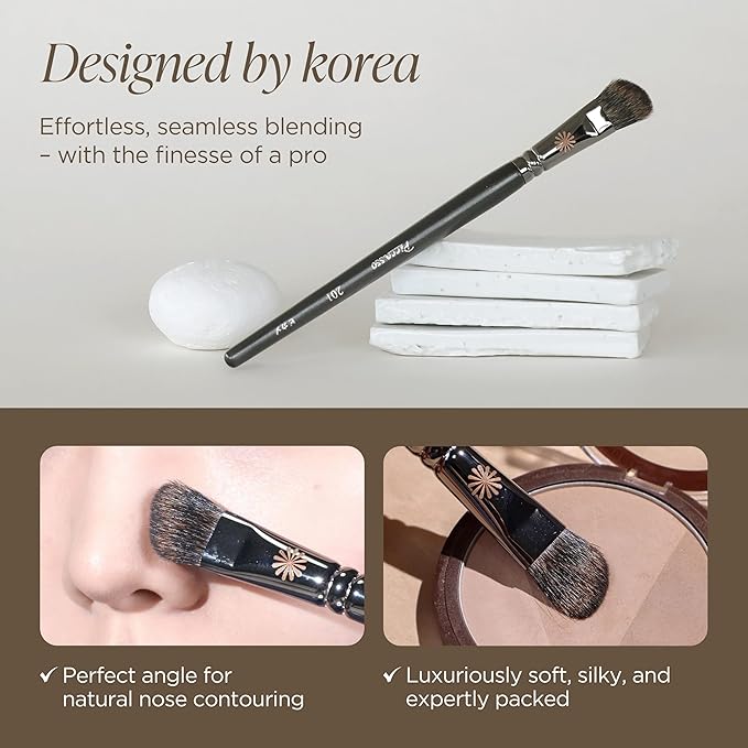 Korean Piccasso Brush 201 Nose Shading Brush – Professional Nose Contour for Precise Shading, Soft Bristles for Seamless Blending, Perfect for Defined and Natural Contours, K-Beauty