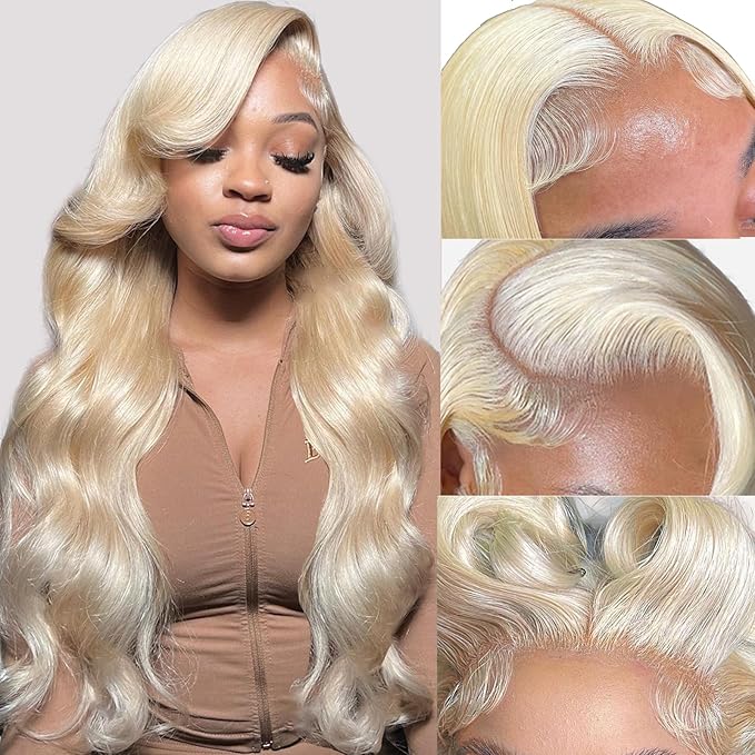 613 Lace Front Wig Human Hair 13x4 HD Transparent 180% Density Body Wave Blonde Lace Front Wigs Human Hair Pre Plucked Guleless Wigs Blonde Lace Frontal Human Hair Wigs 26 Inch Blonde Wig Human Hair