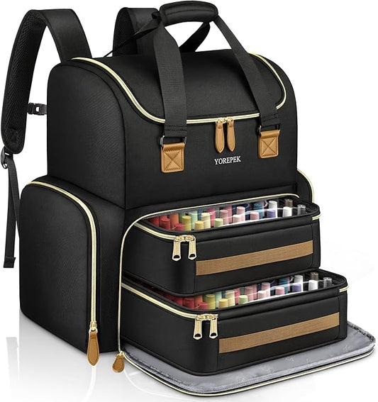 YOREPEK Extra Large Nail Polish Organizer Case Backpack Holds 96 to 100+ Bottles(15ml/0.5 fl.oz) UV Nail Lamp,Nail Organizers and Storage with 2 Removable Pouches Fits Nail Stuff,Gift for Manicurist