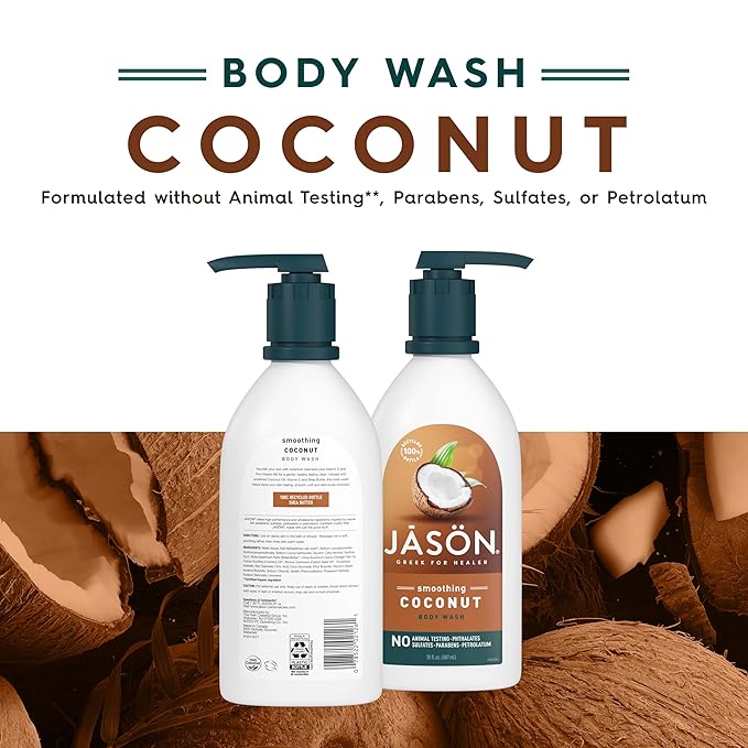 JASON Coconut Smoothing Body Wash, For a Gentle Feeling Clean, 30 Fluid Ounces