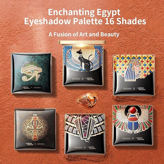 zeesea Egypt Eyeshadow Palette The British Museum Collection, Matte Shimmer Glitter Blendable High Pigmented 16 Shades Eye Makeup Palette (04# Cobra)