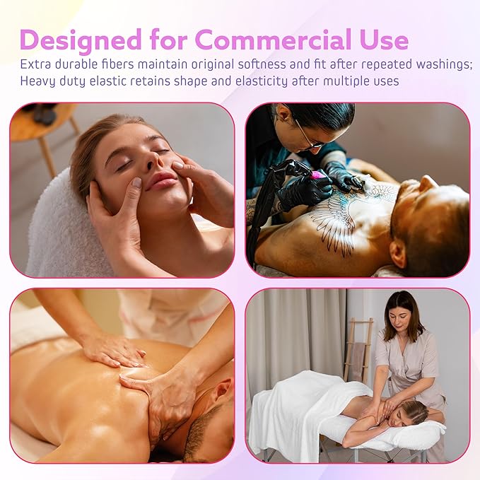 Massage Table Sheets Sets – 4 Set Bundle, 120GSM Double Brushed Microfiber, Premium Massage Sheets Sets, Spa Bed Sheets for Esthetician, Wrinkle & Oil Resistant, Black