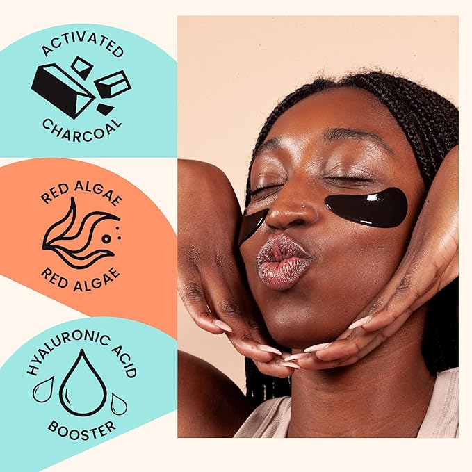 BLAQ Award Winning Eye Patches for Dark Circles, Wrinkles and Puffiness. Hydrating and Cooling with Marine Algae and Activated Charcoal, Dermatologically Tested, Vegan, Hyaluronic Acid, 5-Pairs