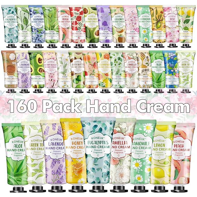 160 Pack Hand Cream Gifts Set For Women, Mothers Day Gifts for Mom, Teacher Appreciation Gifts, Nurses Week Gifts and Bridal Wedding Favors, Bulk Hand Lotion Travel Size for Dry Cracked Hands