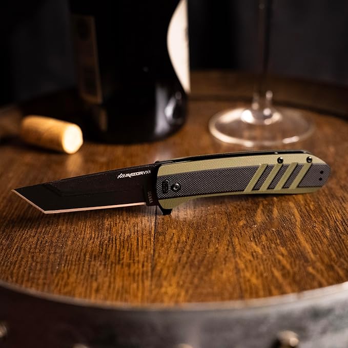 OUTDOOR EDGE Razor VX4 | Black G10 Over Green with Black Tanto | Replaceable Blade EDC Folding Pocket Knife | 3" Blade, Ceramic Ball Bearings, Reversible Pocket Clip | Outdoor, Camping, Survival, Utility